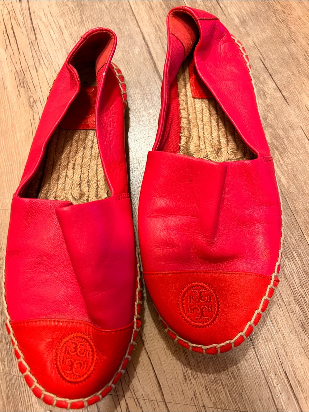 Tory Burch Bright hot pink Leather Espadrille Flats